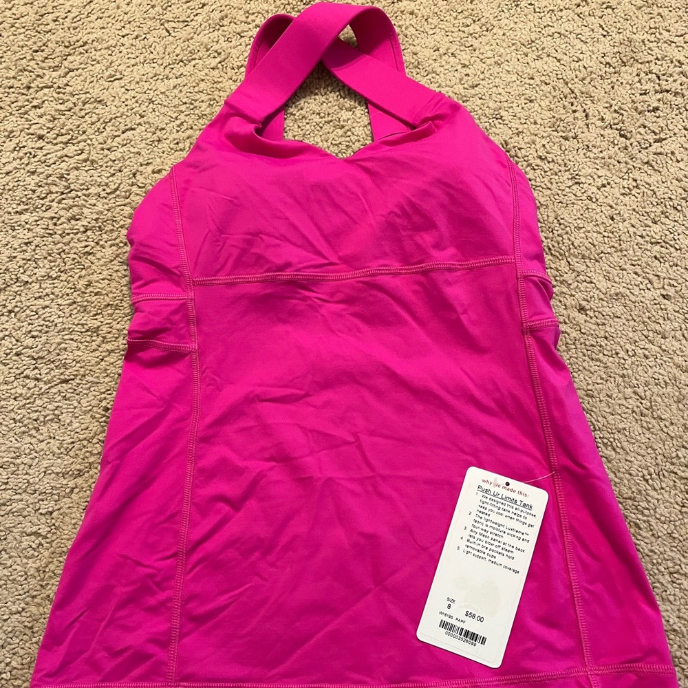 Lululemon Pink Push Your Limits Tank Size 8